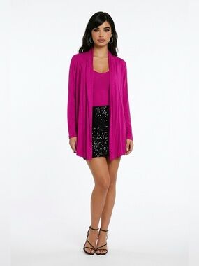 Jillian Nicole Hot Pink Open Front Draped Cardigan Size L